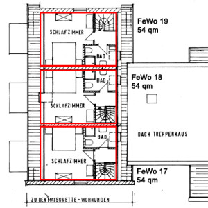 Grundriss der 54 qm Wohnungen